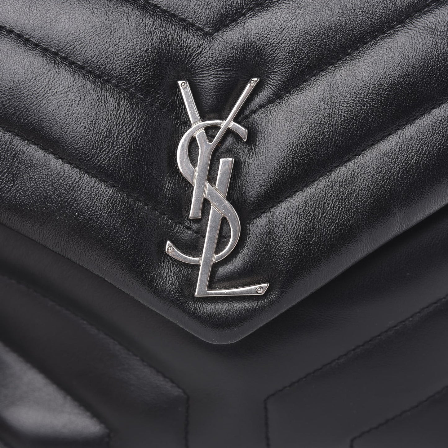 Calfskin Y Quilted Monogram Small Loulou Chain Satchel Black