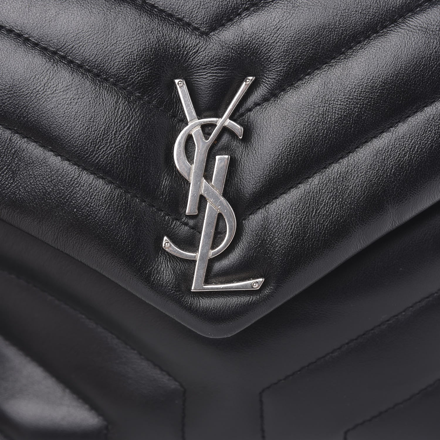 Saint Laurent Calfskin Y Quilted Monogram Small Loulou Chain Satchel Black 13 of 14