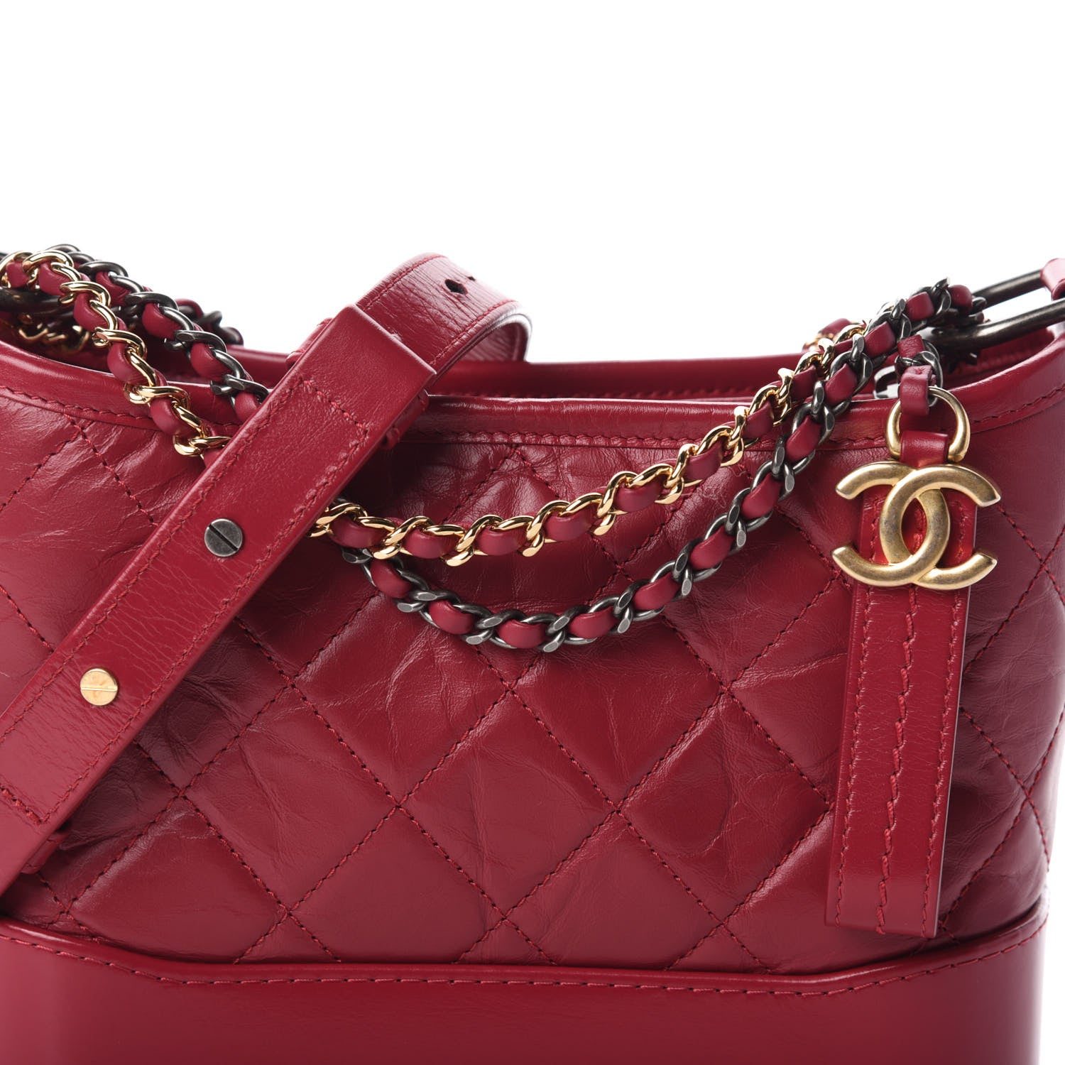 Chanel Aged Calfskin Quilted Small Gabrielle Hobo Dark Pink 8 of 10
