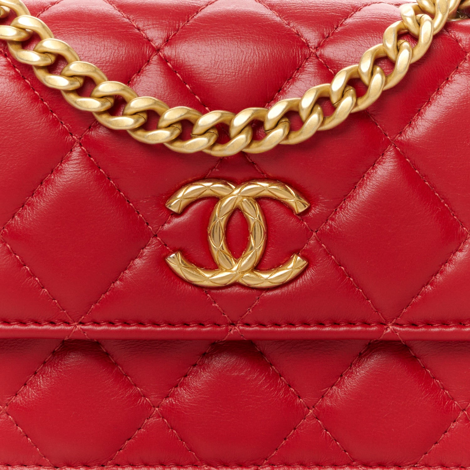 Chanel Lambskin Quilted Pillow Crush Flap Phone Holder With Chain Red 9 of 11