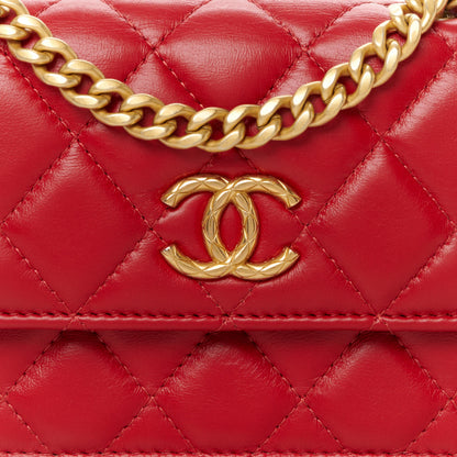 Chanel Lambskin Quilted Pillow Crush Flap Phone Holder With Chain Red 9 of 11