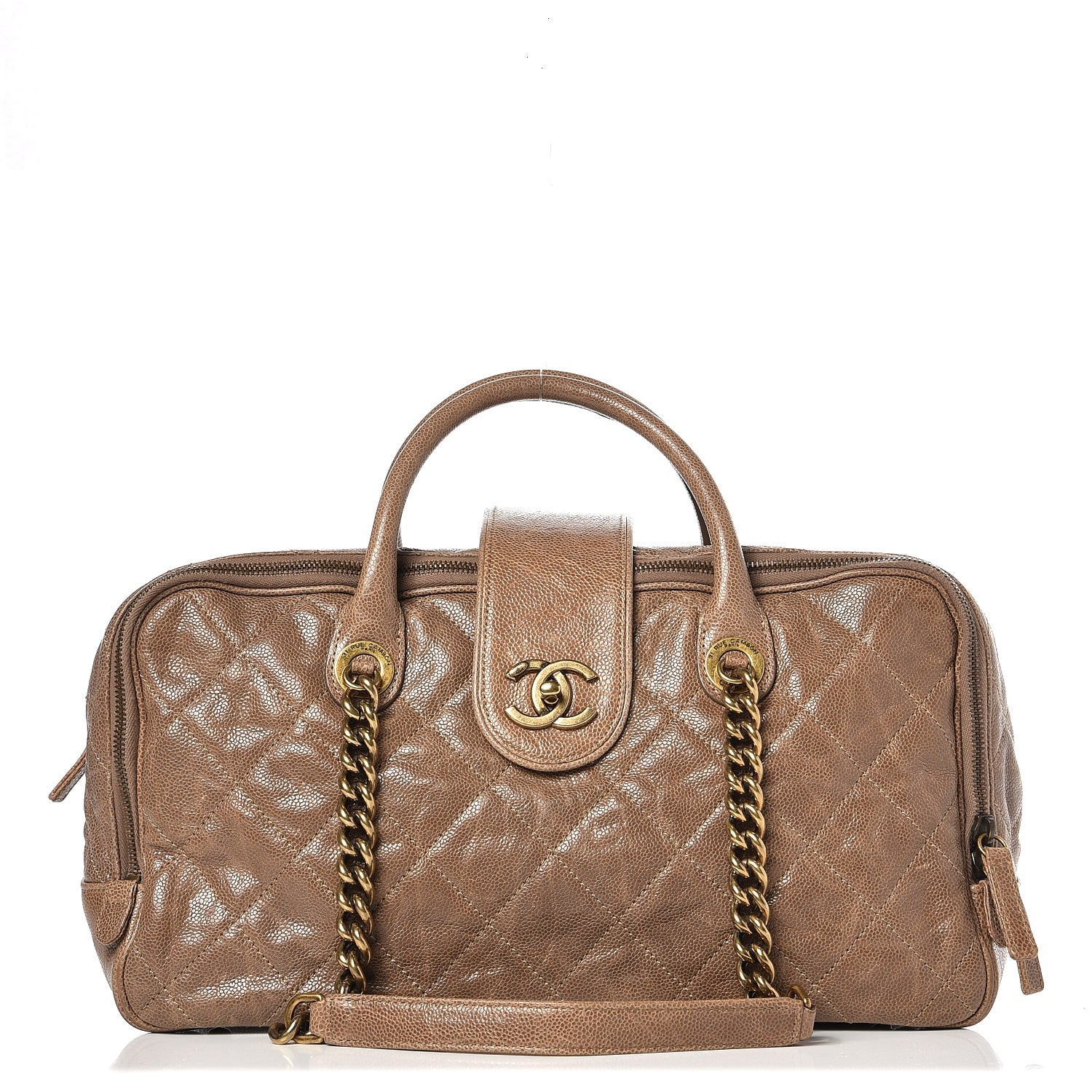 Chanel Crumpled Grained Calfskin Shiva Bowler Beige 1 of 13