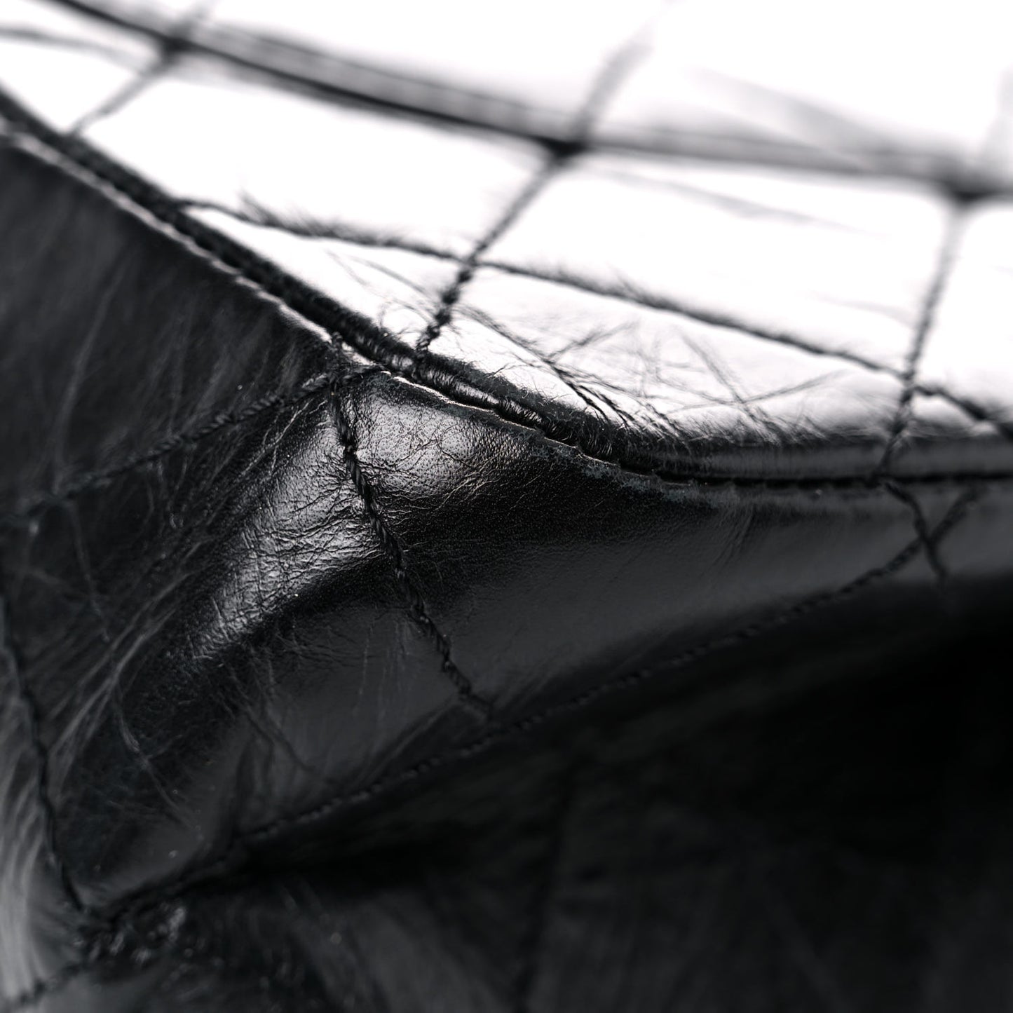 Aged Calfskin Quilted 2.55 Reissue 227 Flap Black