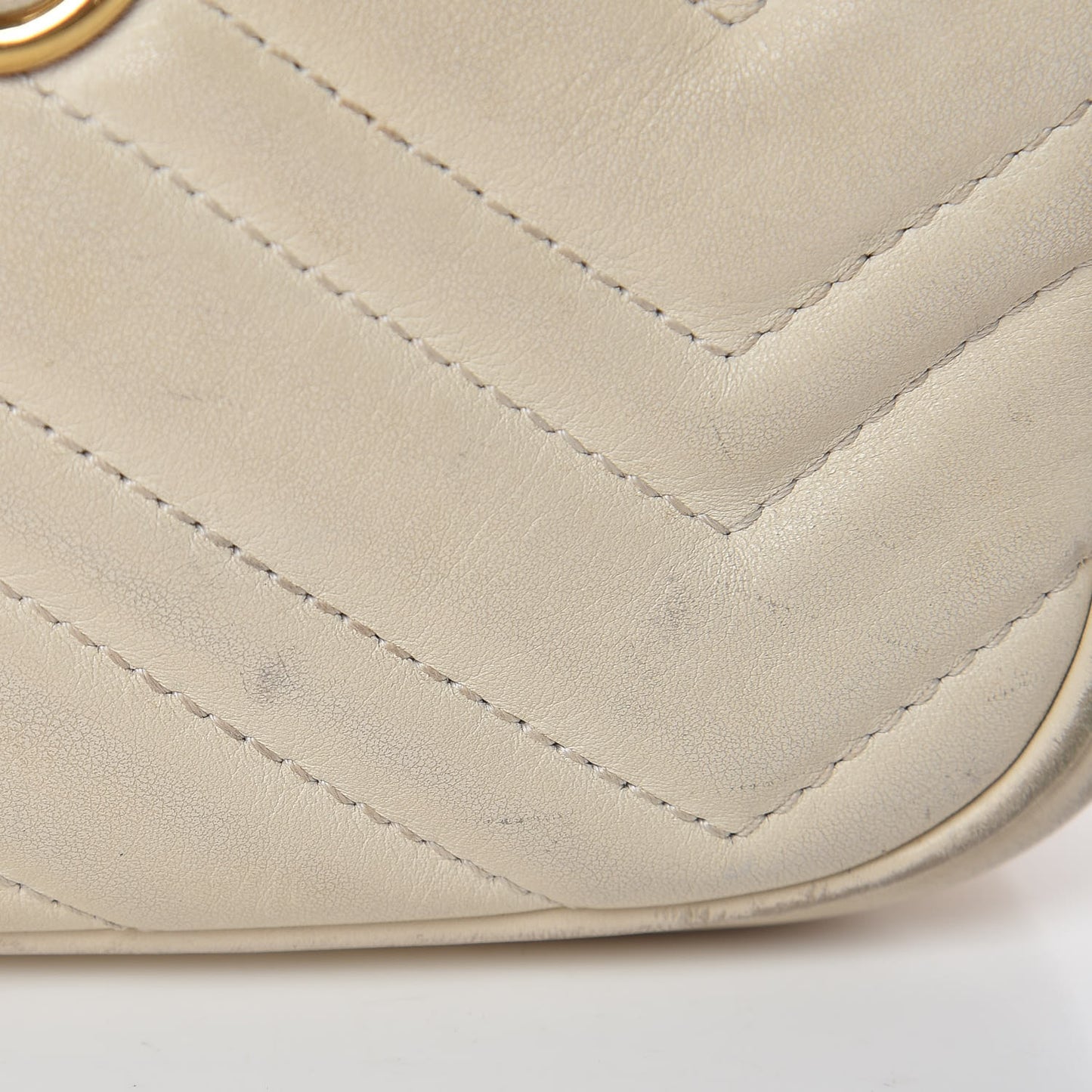 Calfskin Matelasse Mini GG Marmont Chain Shoulder Bag White