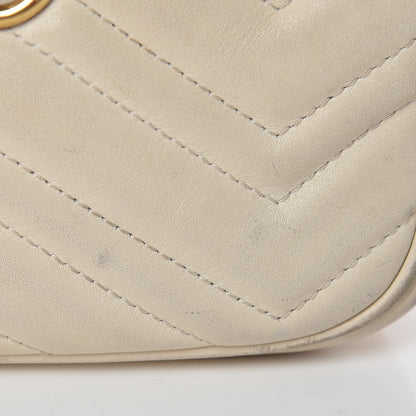 Gucci Calfskin Matelasse Mini GG Marmont Chain Shoulder Bag White 23 of 25