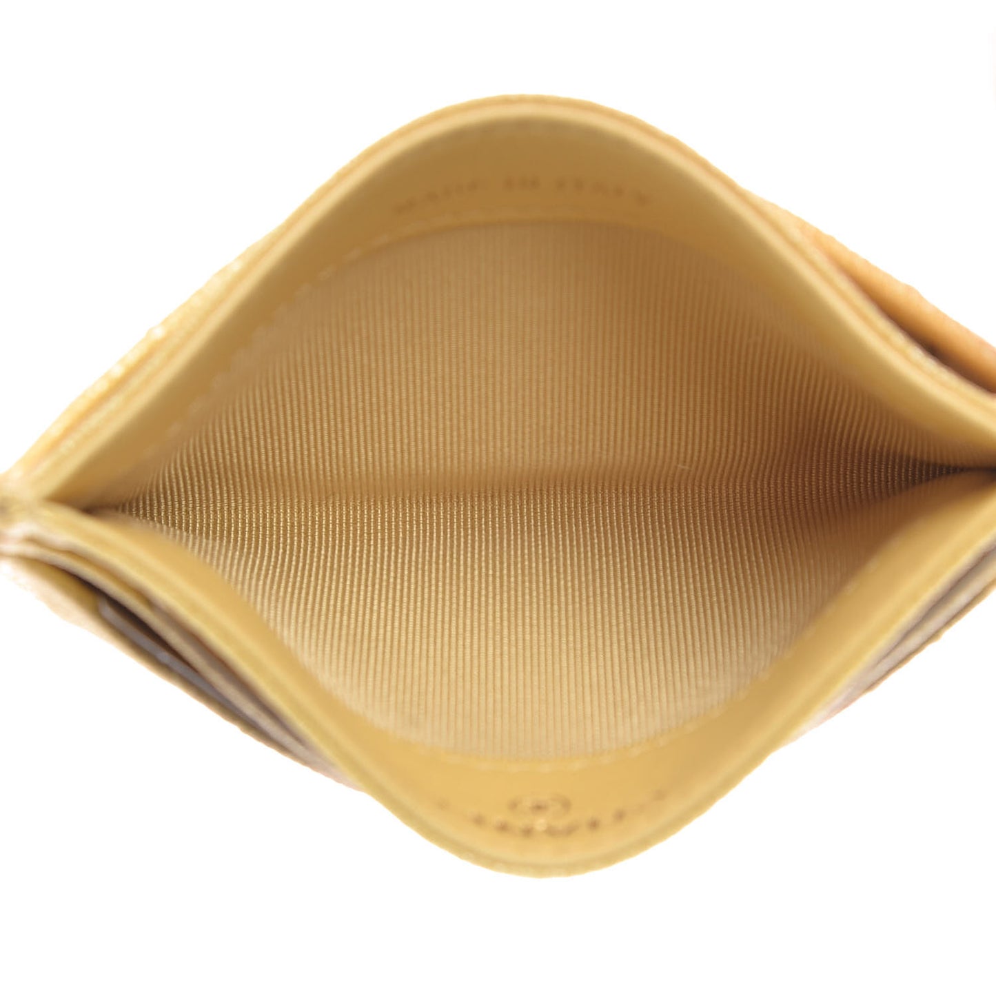 Iridescent Caviar Quilted Card Holder Yellow