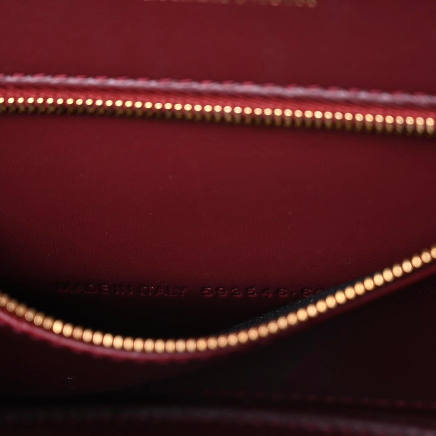 Balenciaga Shiny Calfskin Crocodile Embossed Small Hourglass Top Handle Bag Dark Red 7 of 13