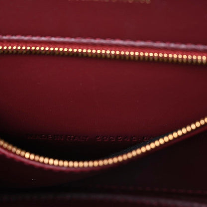 Balenciaga Shiny Calfskin Crocodile Embossed Small Hourglass Top Handle Bag Dark Red 7 of 13