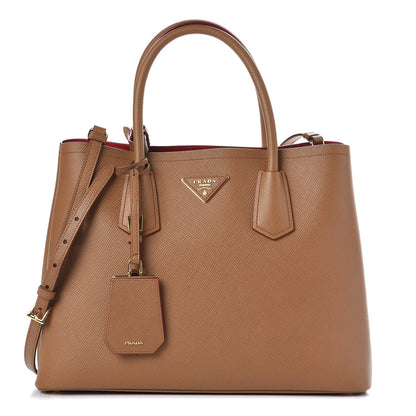 Prada Saffiano Cuir Medium Double Bag Caramel 1 of 7