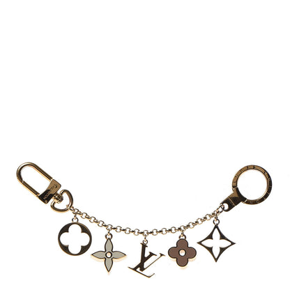 Louis Vuitton Brass Enamel Fleur De Monogram Bag Charm Chain Gold 1 of 6