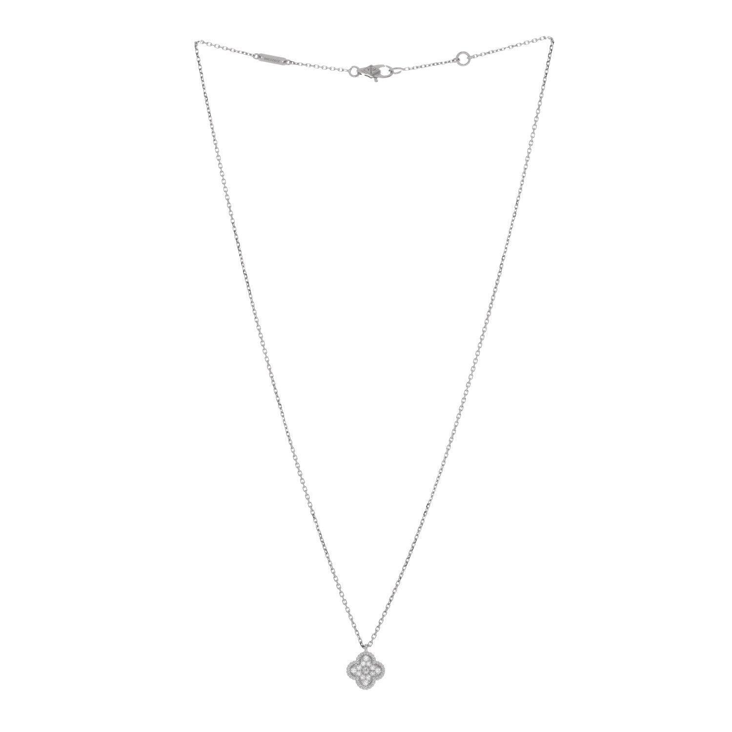 Van Cleef & Arpels 18K White Gold Diamond Sweet Alhambra Pendant Necklace 3 of 5