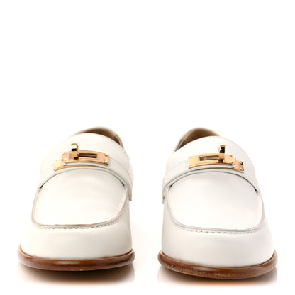 Hermes Calfskin Womens Destin Loafer 36.5 White 2 of 10