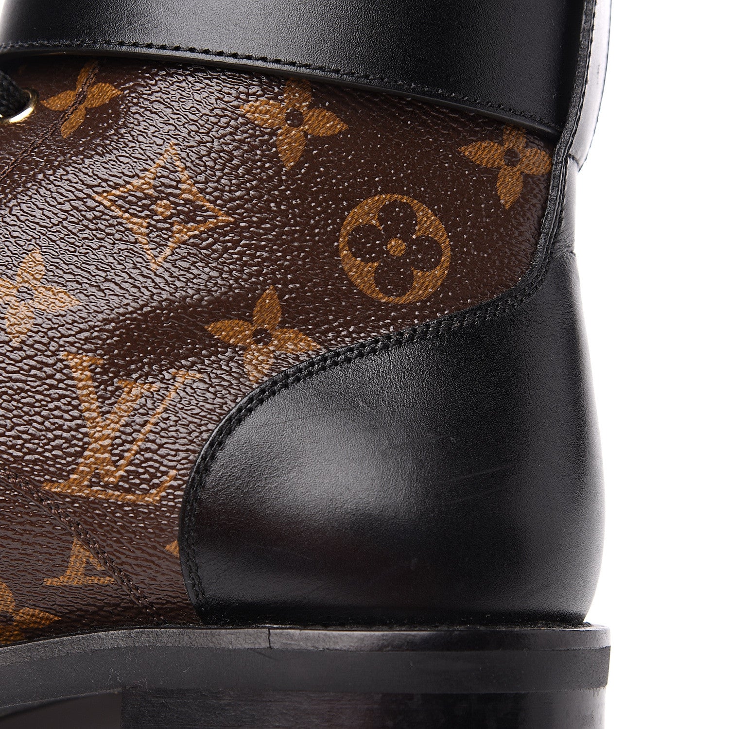 Louis Vuitton Calfskin Monogram Wonderland Flat Ranger Boots 38 Black 7 of 8