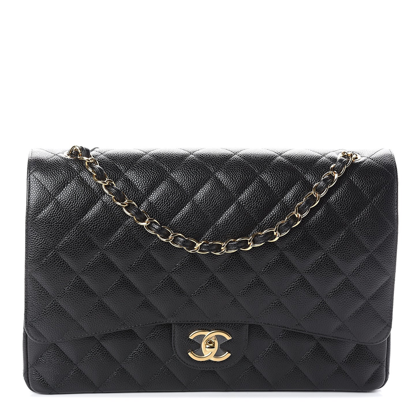 Caviar Quilted Maxi Double Flap Black