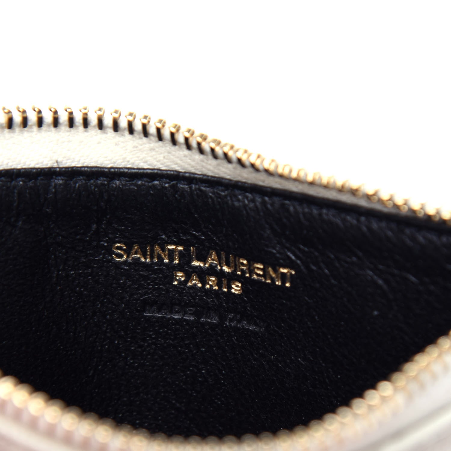 Saint Laurent Grain De Poudre Matelasse Chevron Monogram Fragments Zippered Card Case White 6 of 8