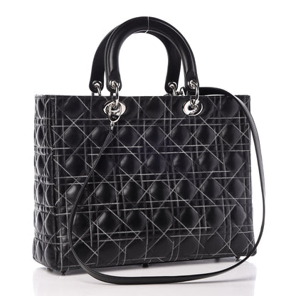 Christian Dior Lambskin Stitched Large Lady Dior Black 4 of 10