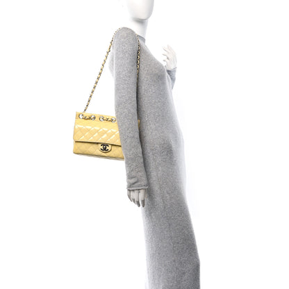 Chanel Patent Quilted Jumbo Diagonal CC Flap Yellow 2 of 11