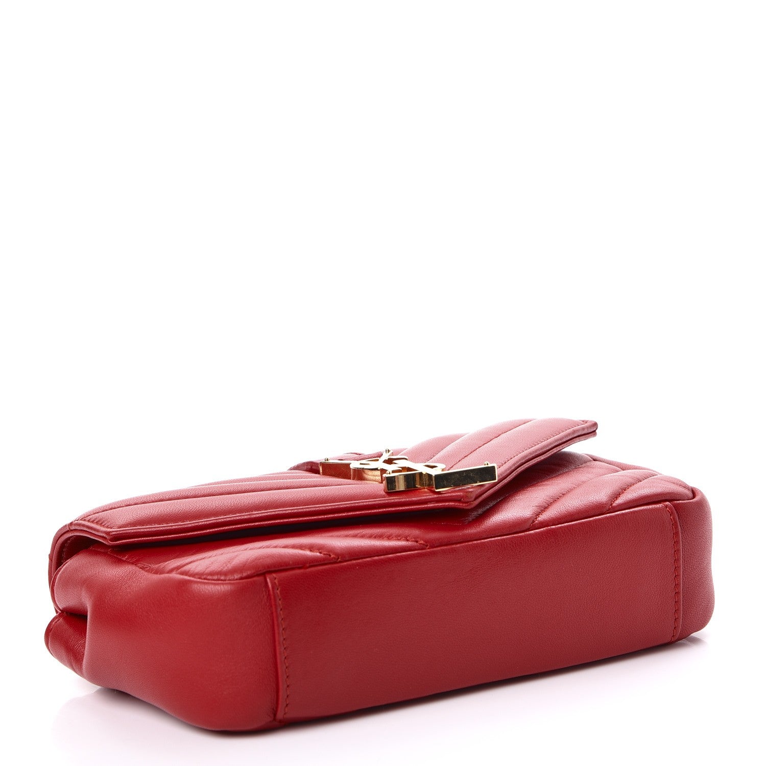 Saint Laurent Calfskin Matelasse Chevron Classic Monogram Baby Chain Bag Red 5 of 10