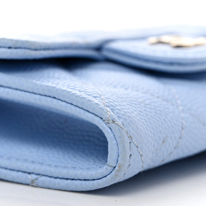 Chanel Caviar Quilted Flap Card Holder Wallet Light Blue 8 of 10