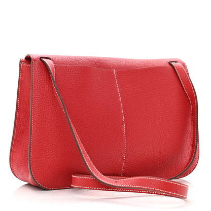 Hermes Taurillon Clemence Verso Halzan 31 GM Rouge Casaque Vermillion 3 of 11