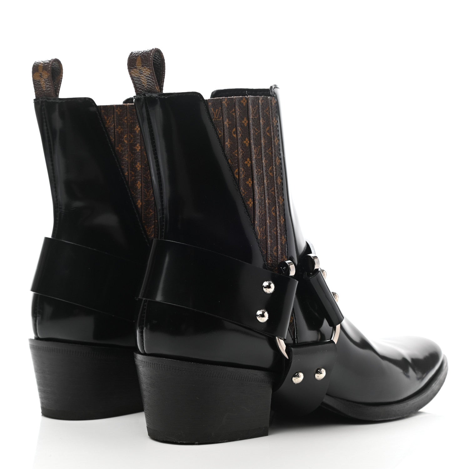Louis Vuitton Calfskin Monogram Rhapsody Ankle Boots 37 Black 4 of 11