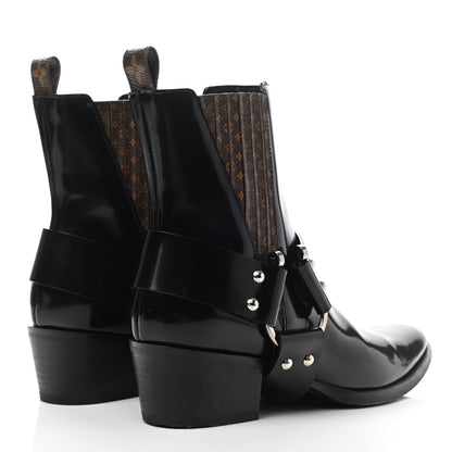 Louis Vuitton Calfskin Monogram Rhapsody Ankle Boots 37 Black 4 of 11
