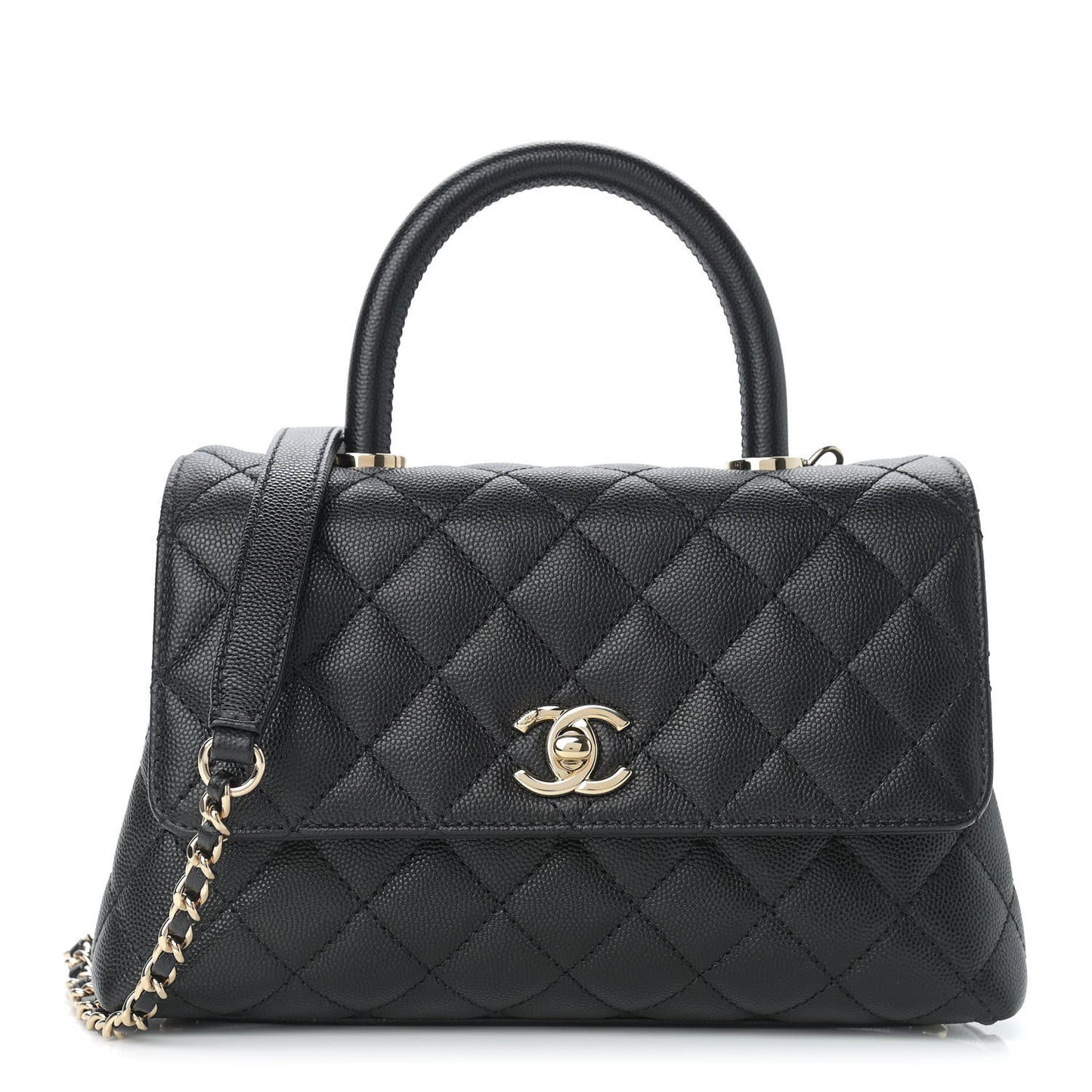Caviar Quilted Mini Coco Handle Flap Black