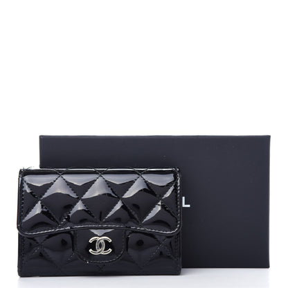Chanel Patent Quilted Flap Card Holder Wallet Black 9 of 9