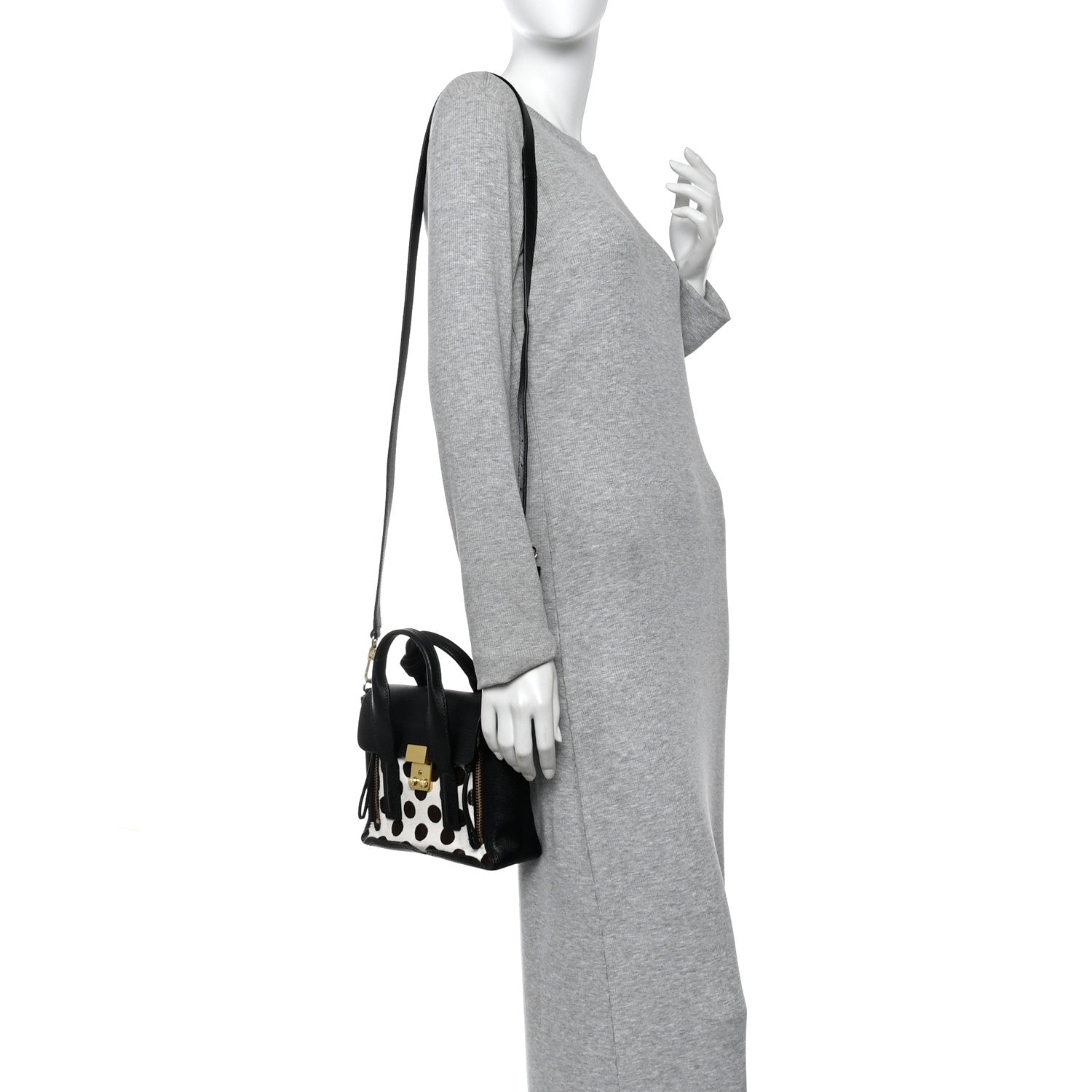 3.1 Phillip Lim Calf Hair Polka Dot Mini Pashli Satchel Black 2 of 10