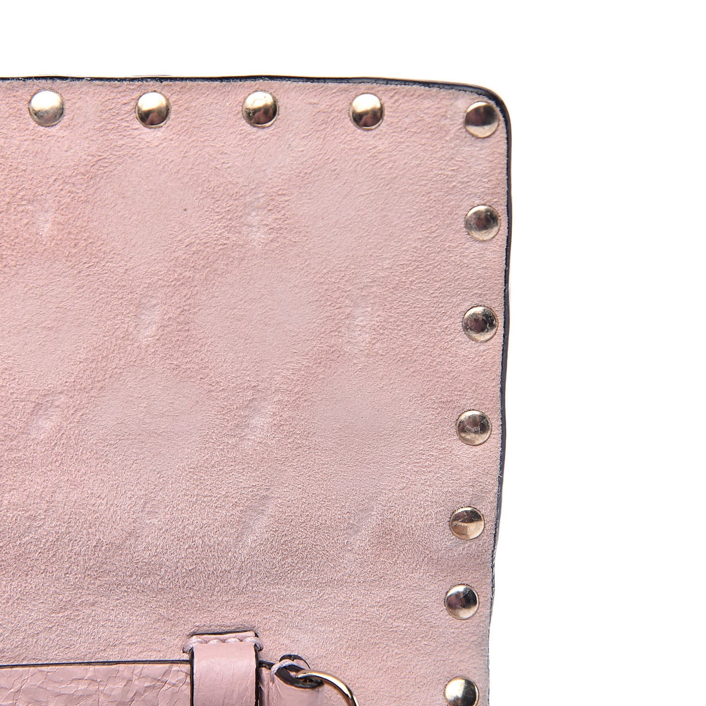 Craquele Nappa Rockstud Spike Wallet on Chain Water Rose