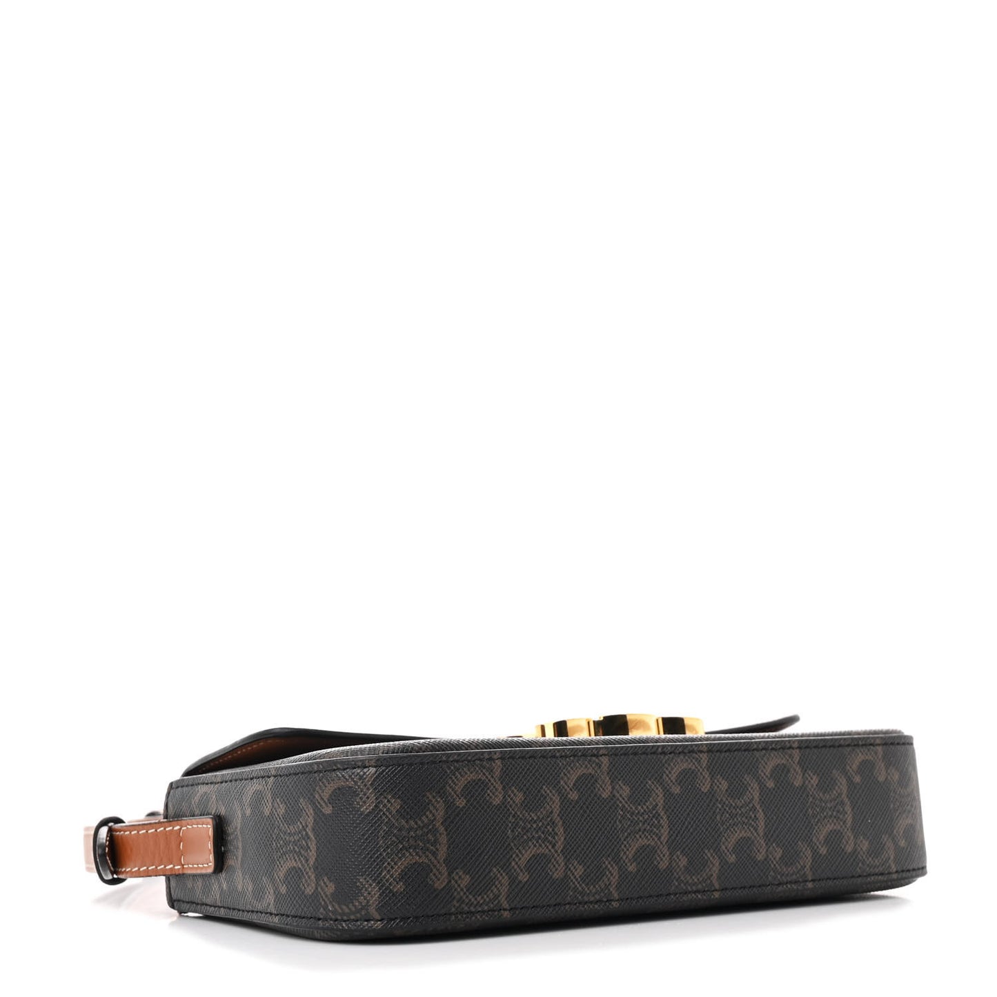 Canvas Calfskin Triomphe Shoulder Bag Tan