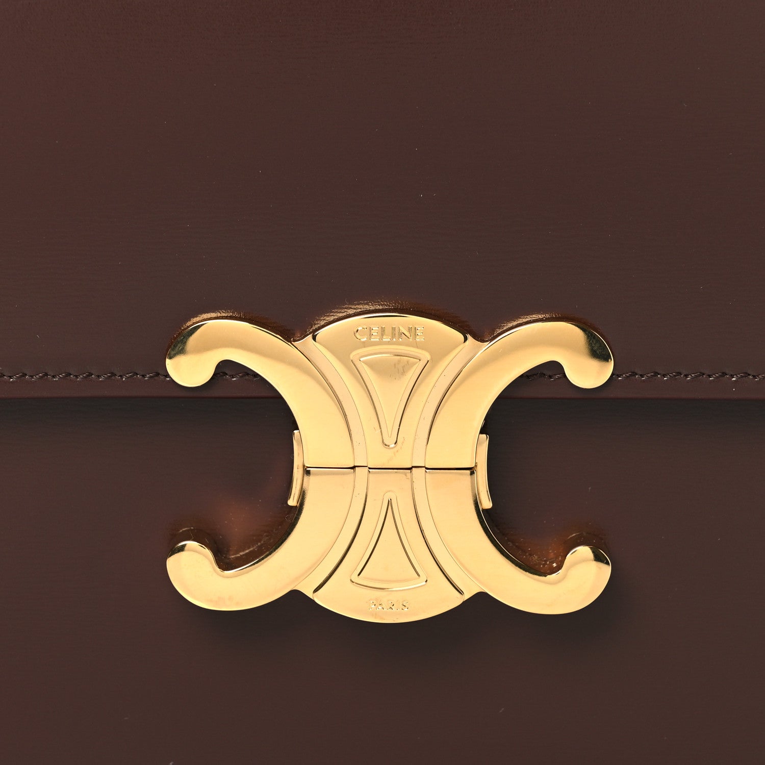 Celine Shiny Calfskin Medium Triomphe Chestnut 7 of 9