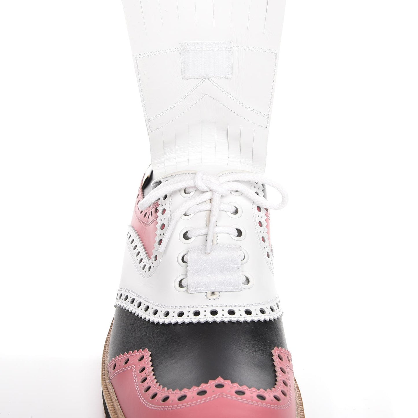 Calfskin Colorblock Brogue Fringe Golf Oxfords 41 Blush