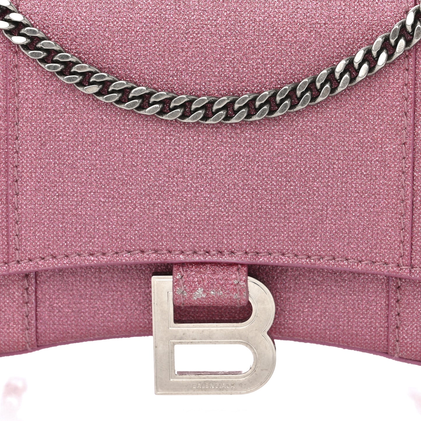 Sparkling Fabric XS Hourglass Wallet On Chain Sweet Pink