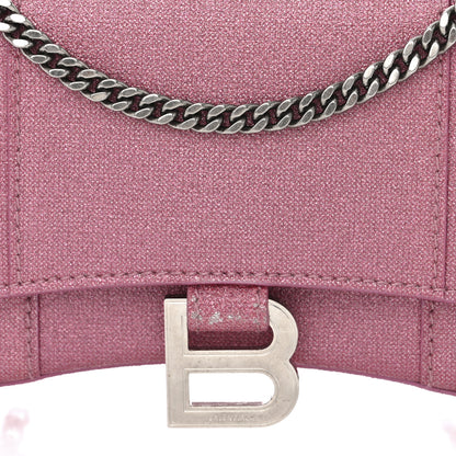 Balenciaga Sparkling Fabric XS Hourglass Wallet On Chain Sweet Pink 9 of 12