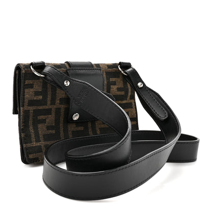 Fendi Recycled Fabric Jacquard Vitello Grace FF 1974 Baguette Belt Pouch Tobacco Moro Black 3 of 12