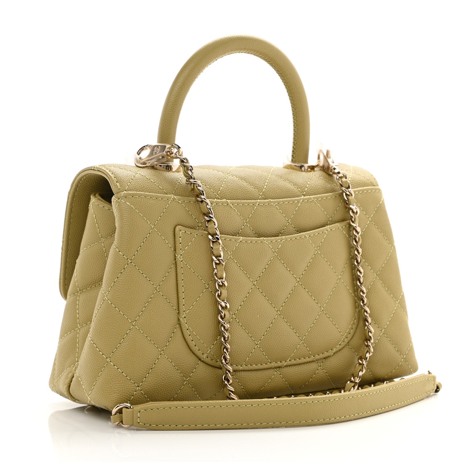 Chanel Caviar Quilted Mini Coco Handle Flap Light Green 2 of 10