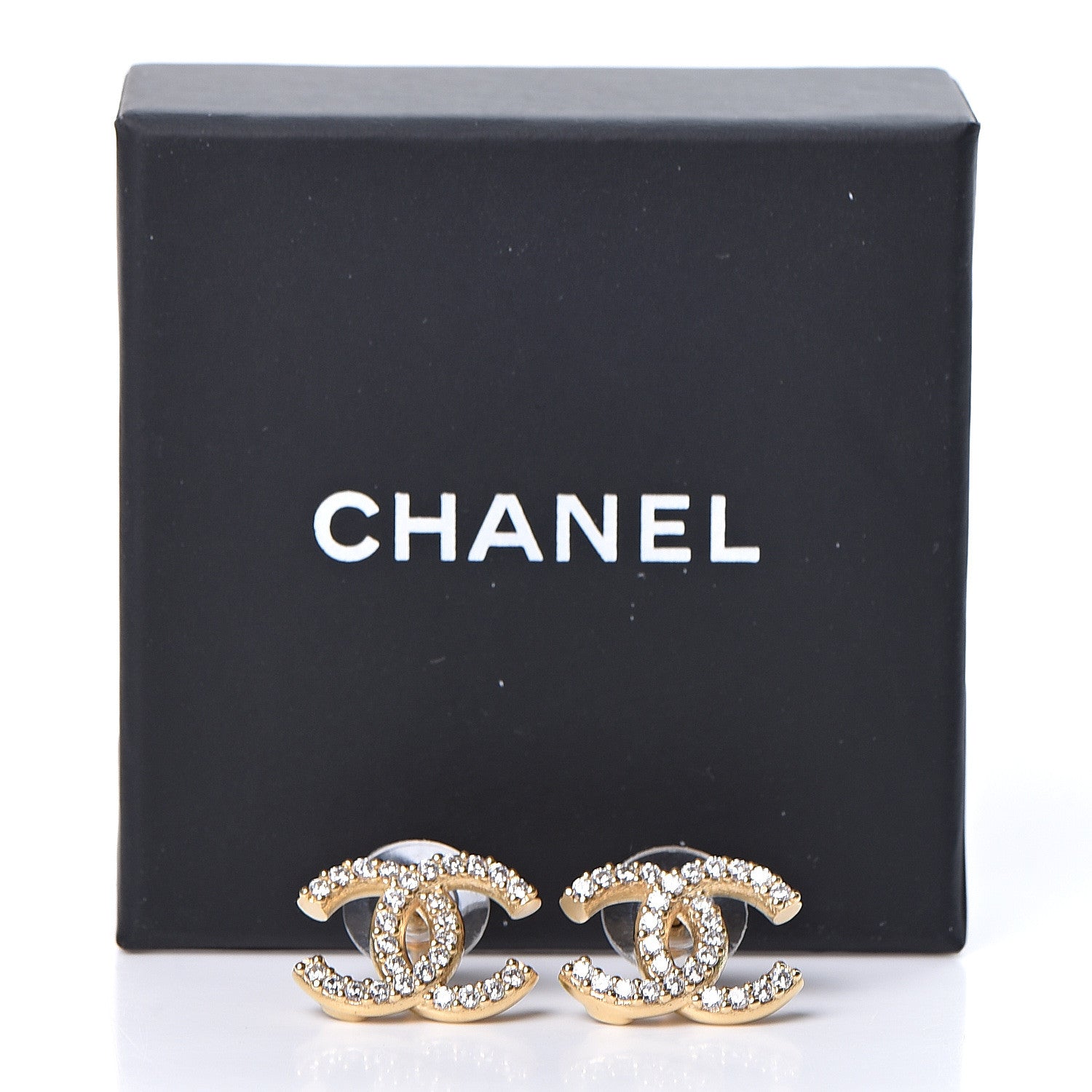 Chanel Crystal CC Earrings Gold 5 of 5
