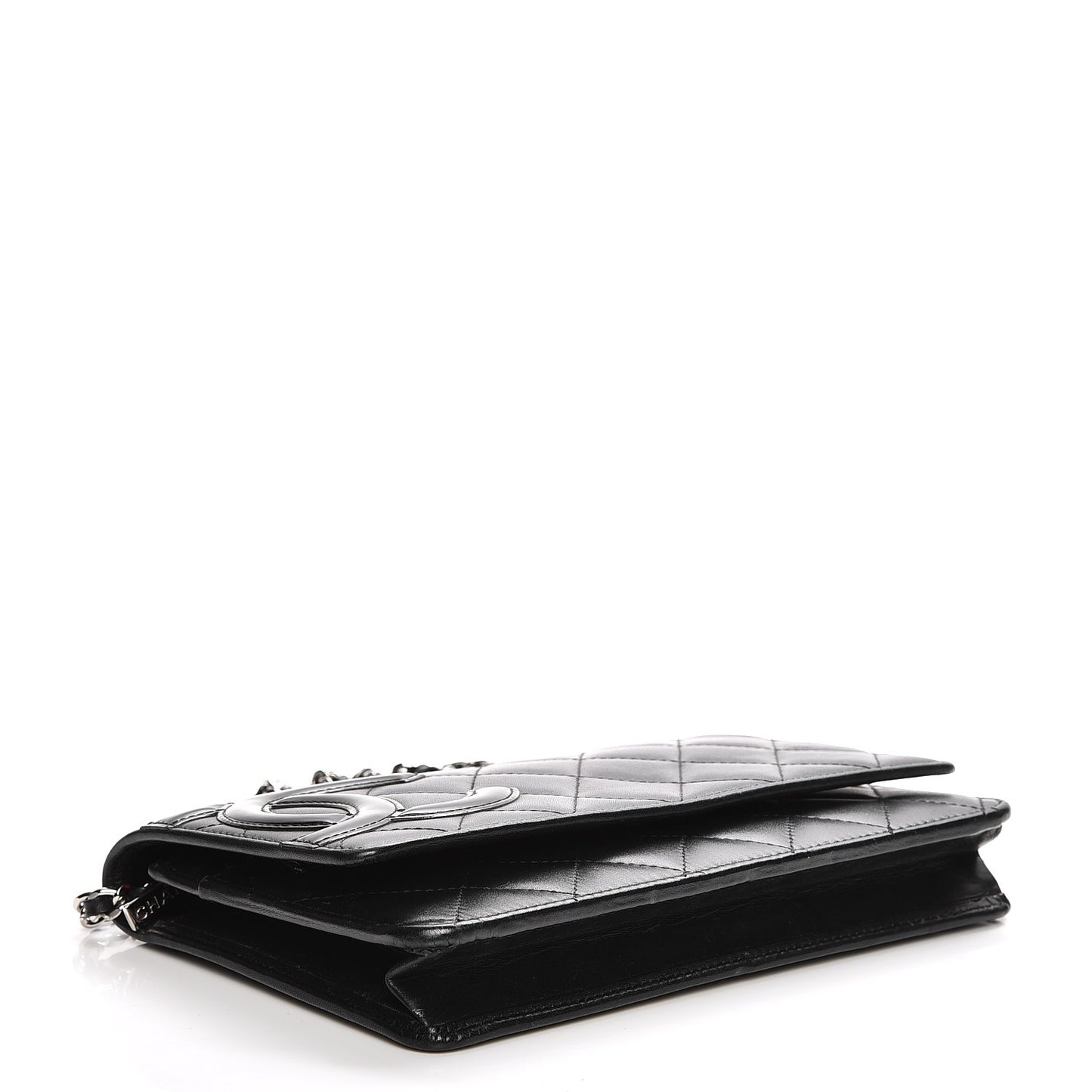 Calfskin Quilted Cambon Wallet On Chain WOC Black