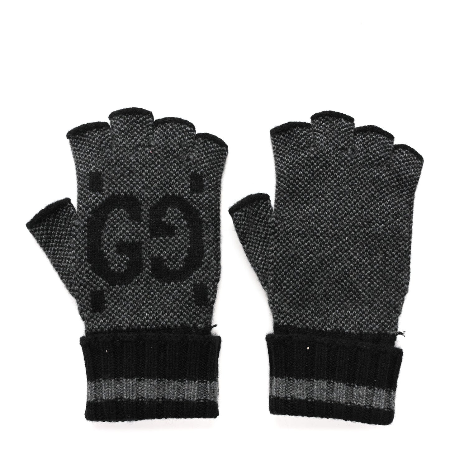 Cashmere Fingerless Gloves Logo M Graphite Black
