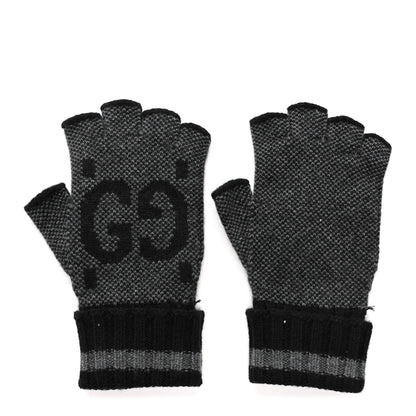 Gucci Cashmere Fingerless Gloves Logo M Graphite Black 1 of 4