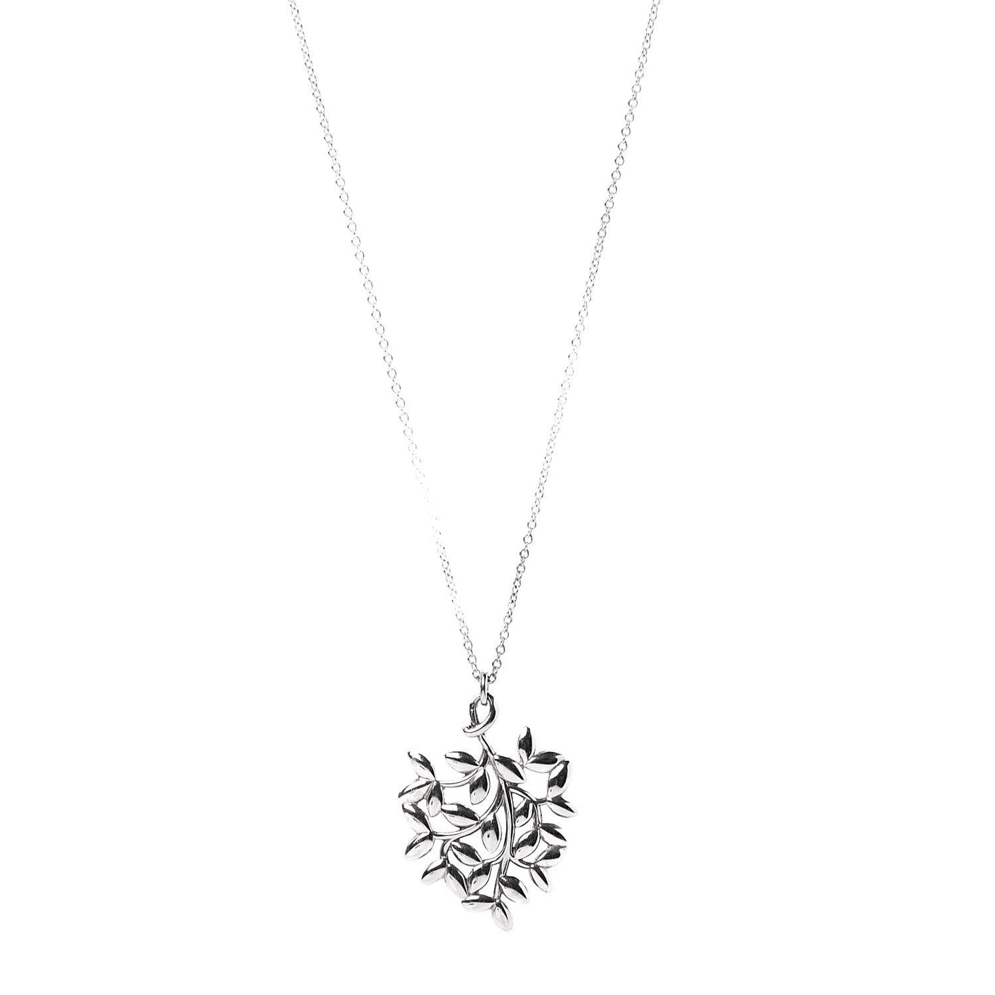 Sterling Silver Paloma Picasso Olive Leaf Heart Branch Pendant Necklace