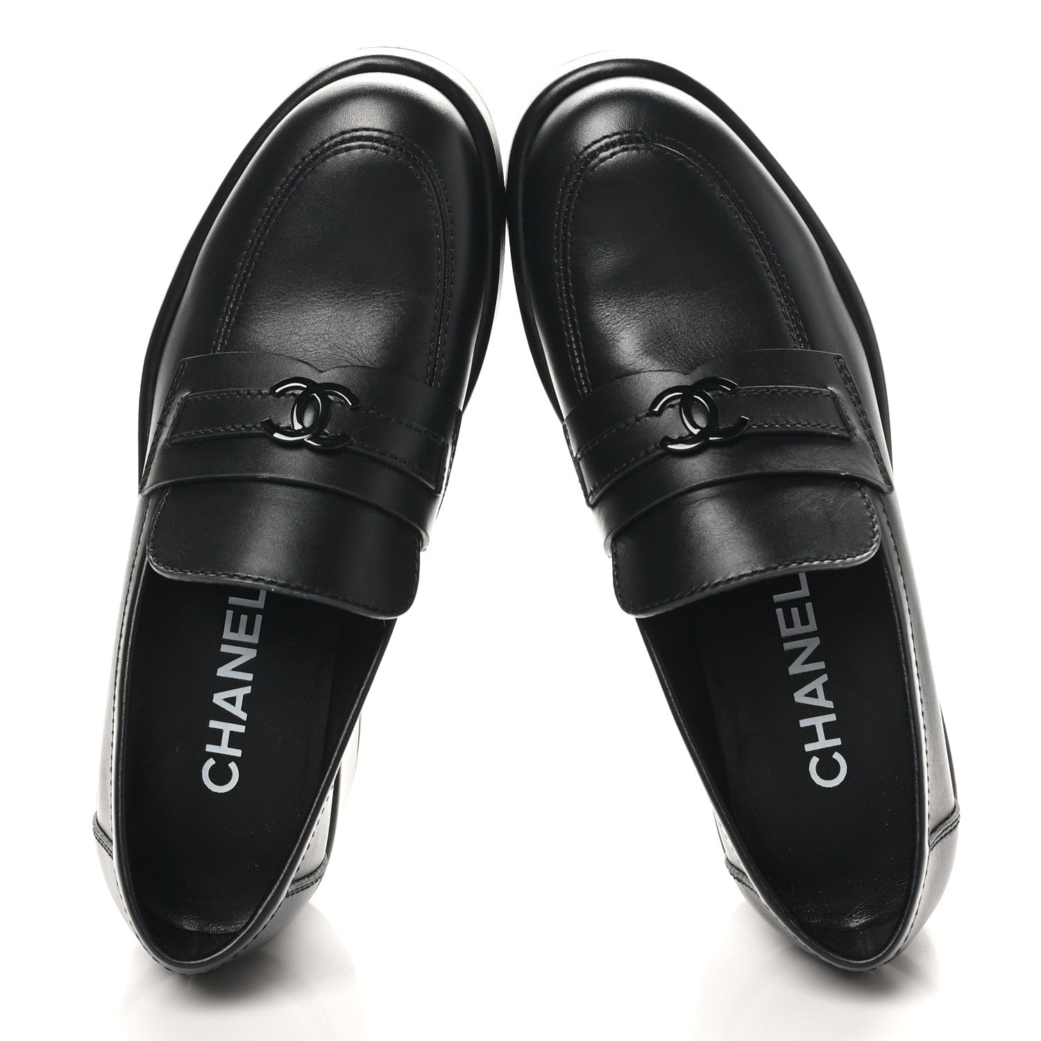 Chanel Calfskin CC Platform Loafers 37 Black 2 of 10
