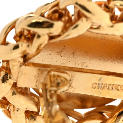 Chanel Metal Round CC Wheat Clip On Earrings Gold 5 of 5