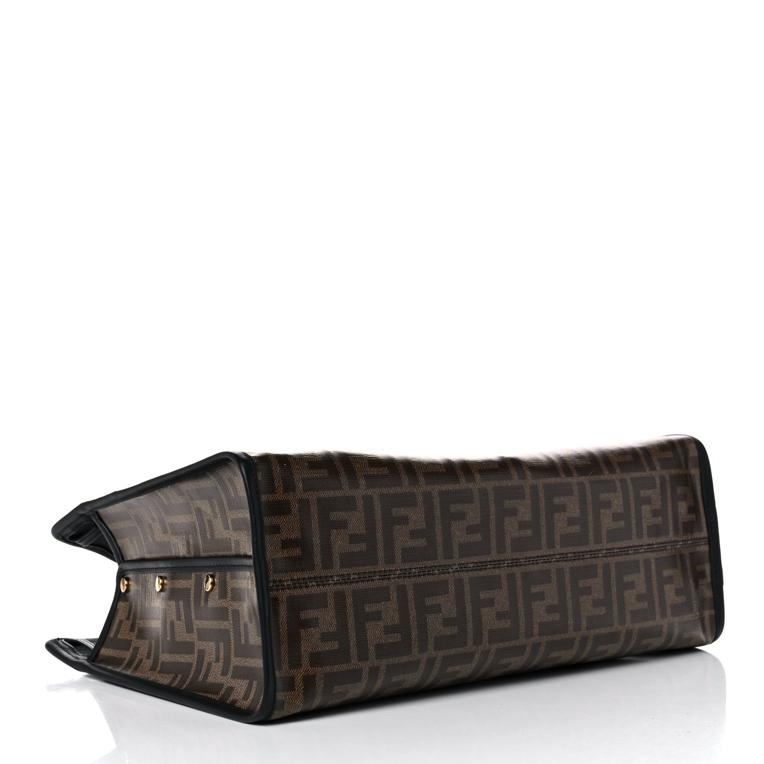 Fendi Glazed Fabric Vitello Century FF 1974 Stamp Patch Medium Peekaboo Defender Cover Mogano Panna Black 4 of 12
