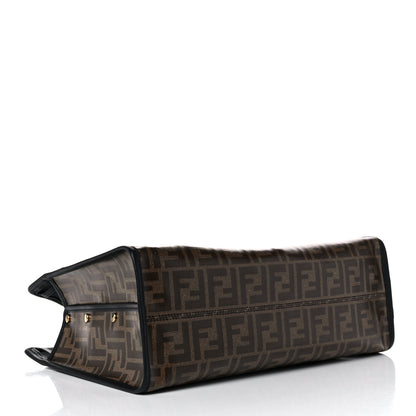 Fendi Glazed Fabric Vitello Century FF 1974 Stamp Patch Medium Peekaboo Defender Cover Mogano Panna Black 4 of 12