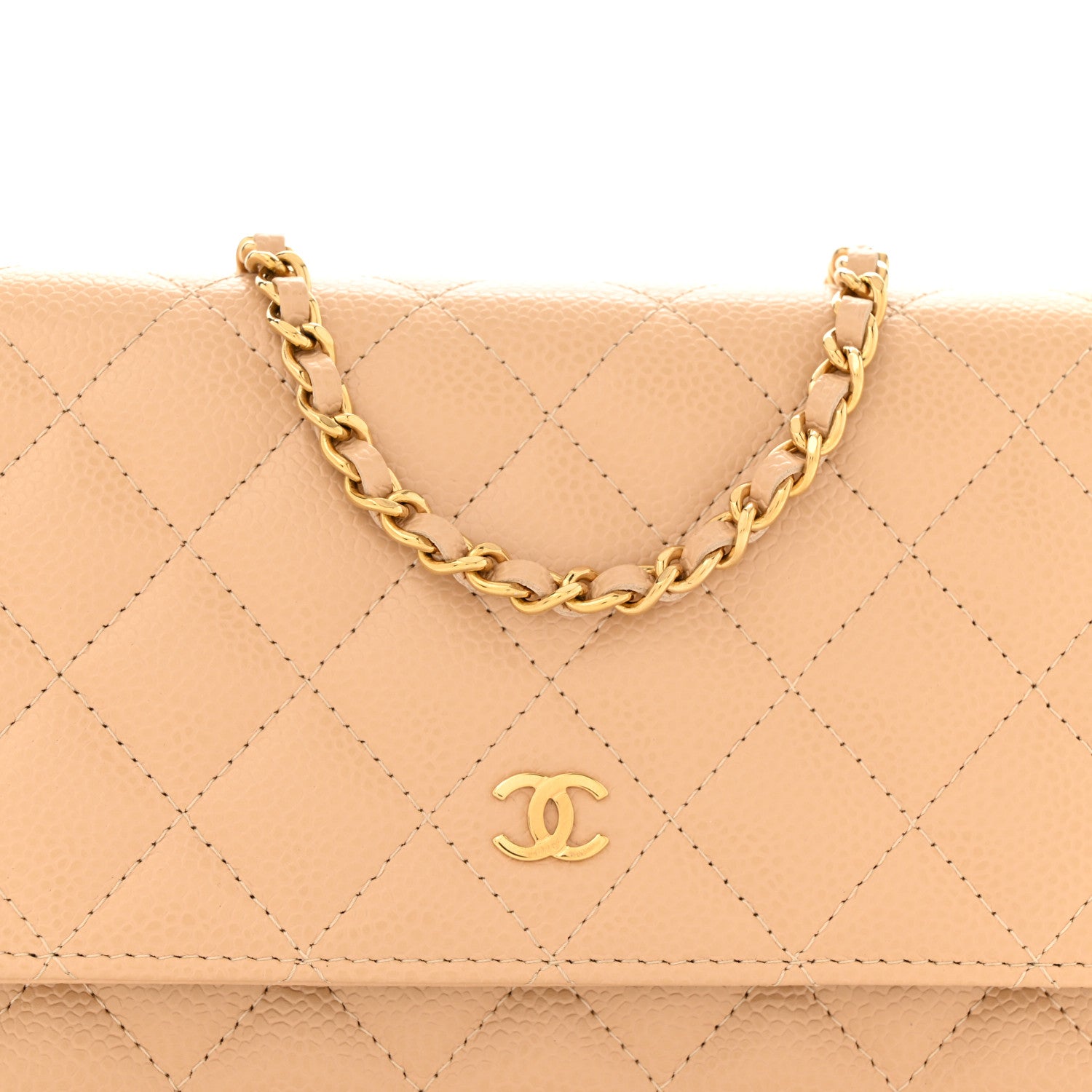 Chanel Caviar Quilted Wallet on Chain WOC Beige 9 of 11