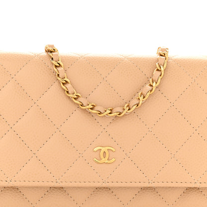 Chanel Caviar Quilted Wallet on Chain WOC Beige 9 of 11