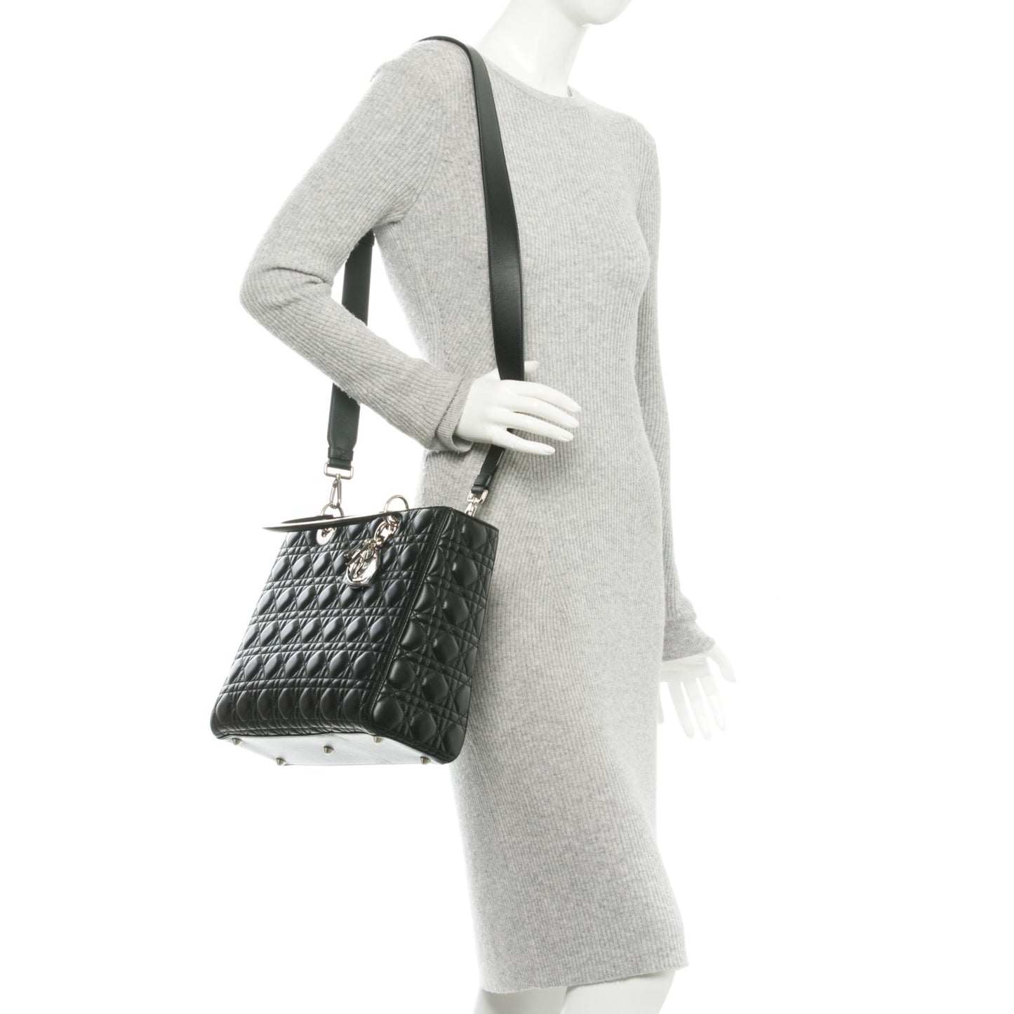 Lambskin Cannage Large Lady Dior Black