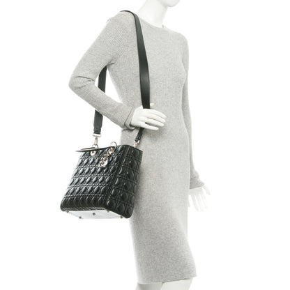 Christian Dior Lambskin Cannage Large Lady Dior Black 2 of 7